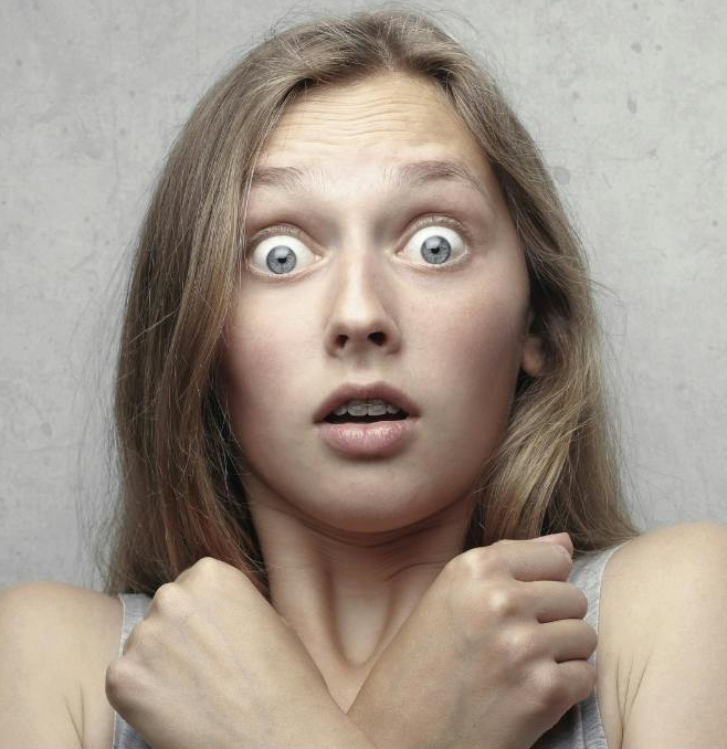 Femal face expressing fear
